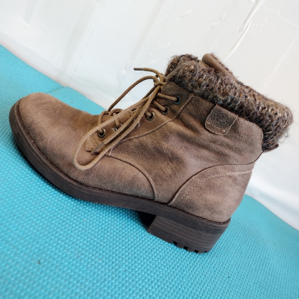 Bullboxer Kara Women's Ankle Boots Side Zip Lace Up Taupe Size 10
